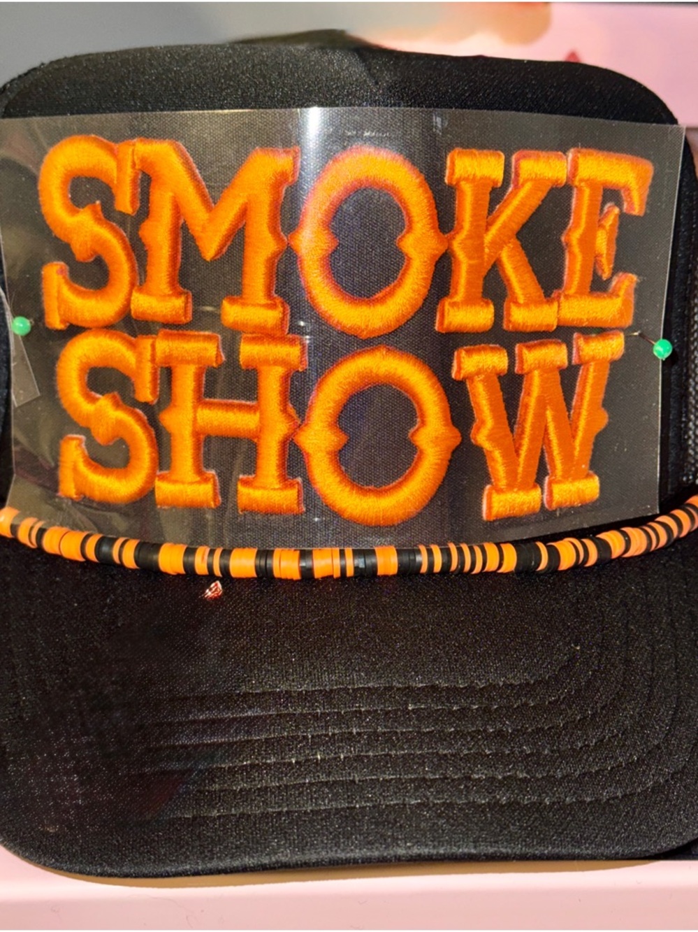 ITS A TOTAL SMOKE SHOW! Trucker Hat in Black & Bright Orange